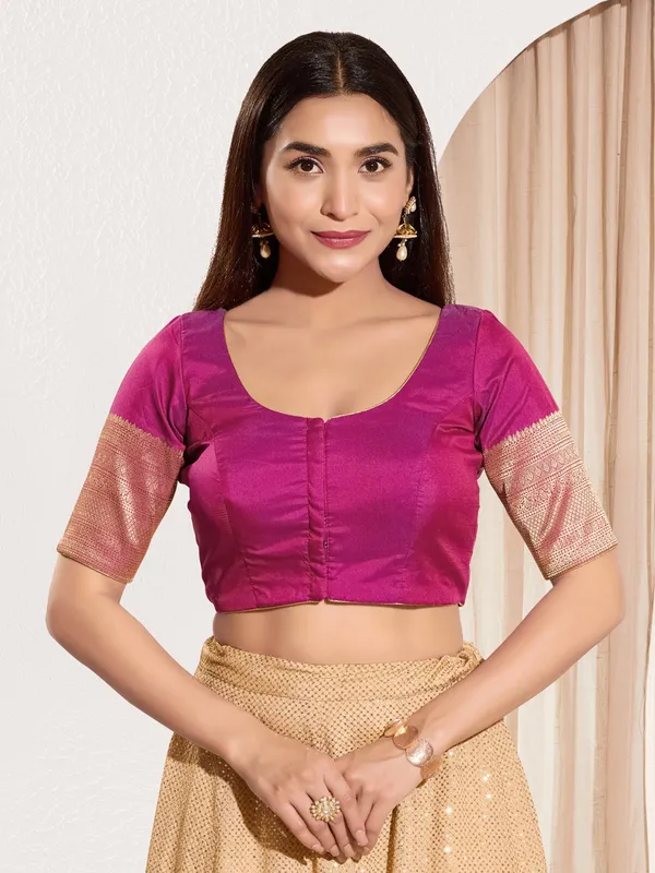 Pastel purple ready made blouse in rich silk