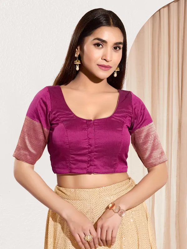 Pastel purple ready made blouse in silk