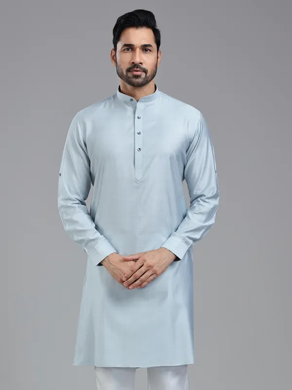 Pastle blue sober festive wear kurta for men