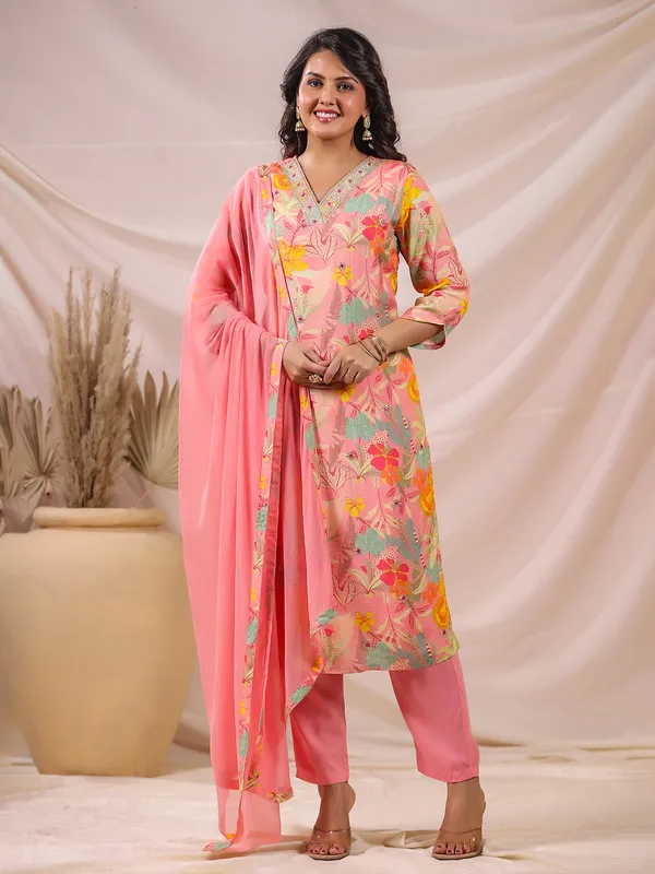 Peach charm kurti set for celebrations