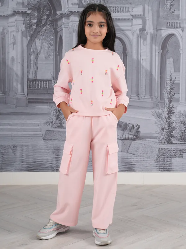 Peach cotton casual co-ord set