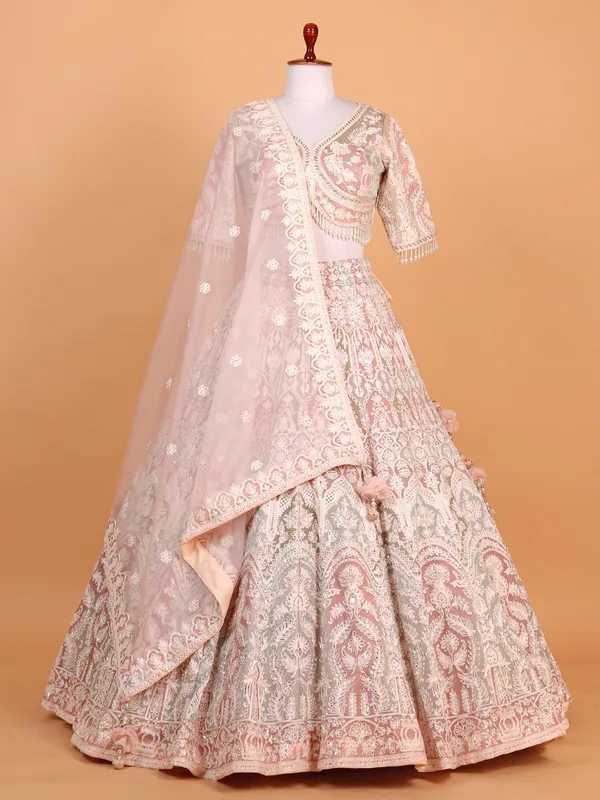 Peach perfection cotton silk lehenga choli for wedding