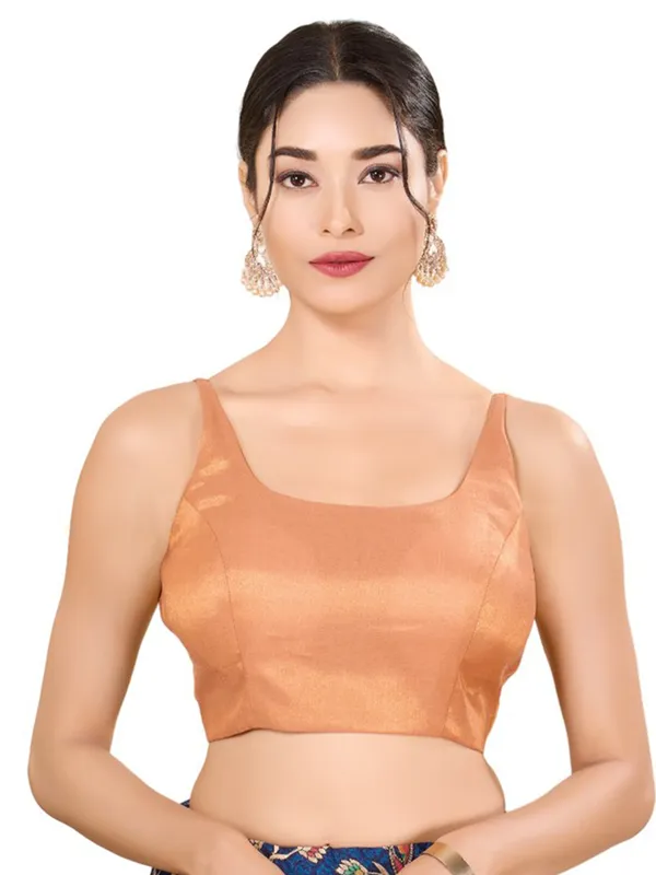 Peach silk readymade blouse