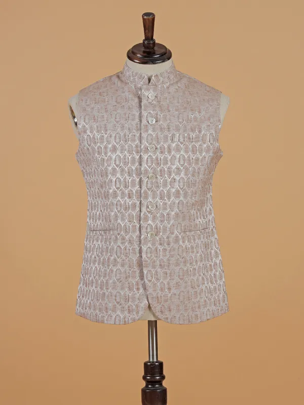 Peach silk texture waistcoat