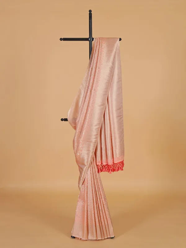 Peach wedding silk saree for wedding