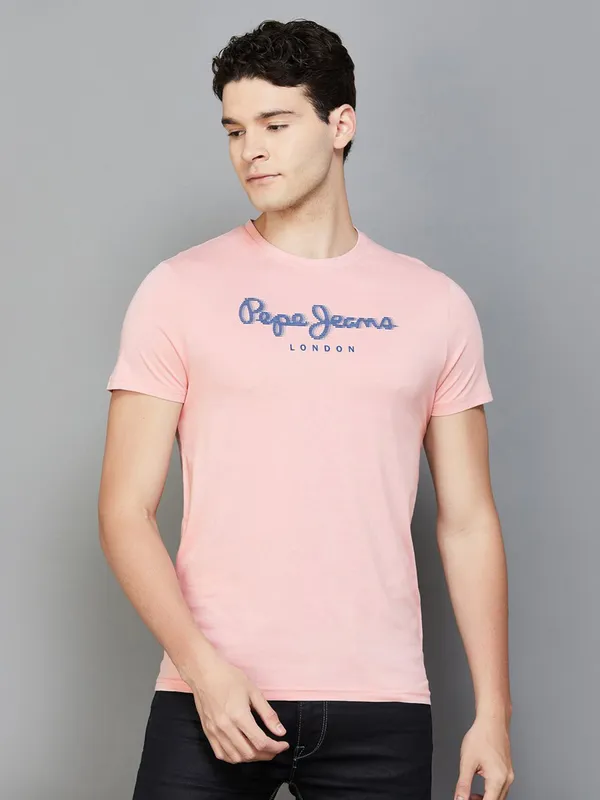 PEPE collection pink round neck printed t-shirt