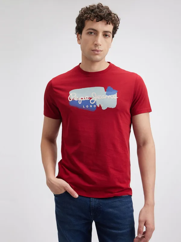 PEPE cotton red slim fit t-shirt for men