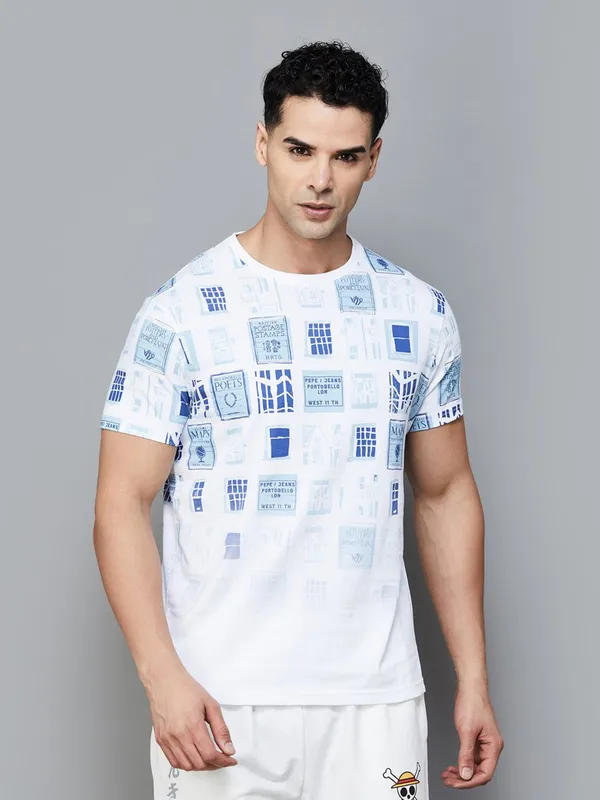 PEPE cotton white printed t-shirt for men
