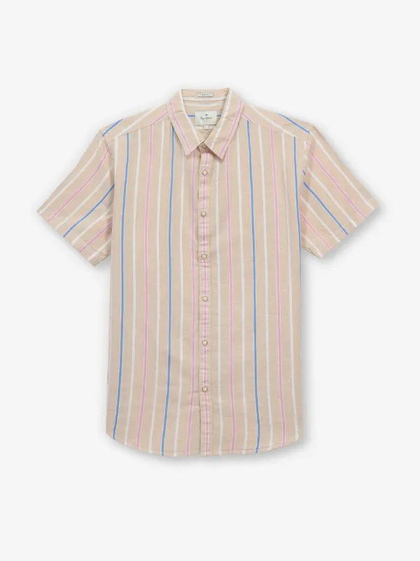 PEPE JEANS beige stripe cotton shirt