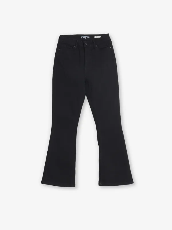 PEPE JEANS black solid bootcut jeans