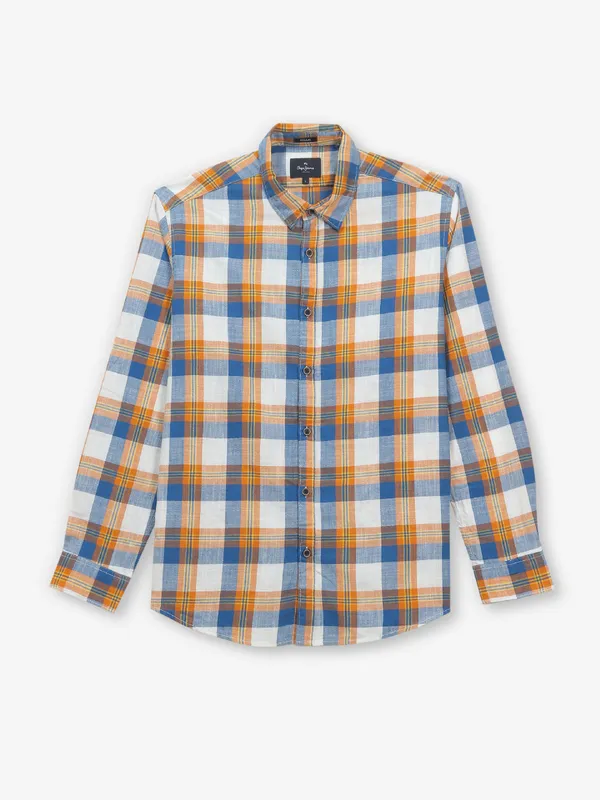 PEPE JEANS blue checks cotton shirt for men