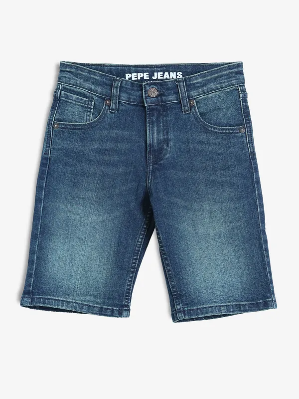 PEPE JEANS blue washed denim shorts