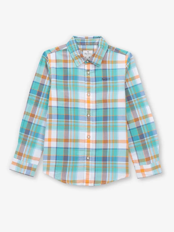 PEPE JEANS green checks cotton shirt