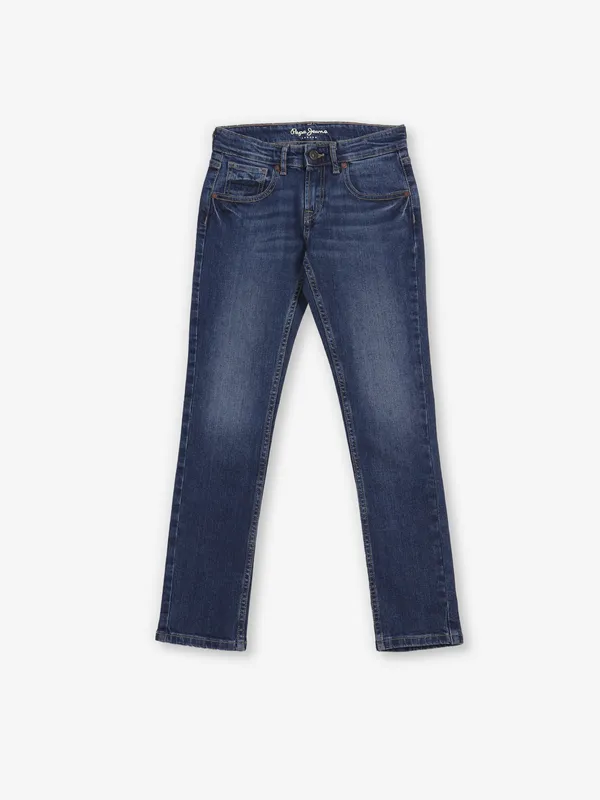 PEPE JEANS navy denim jeans in washed