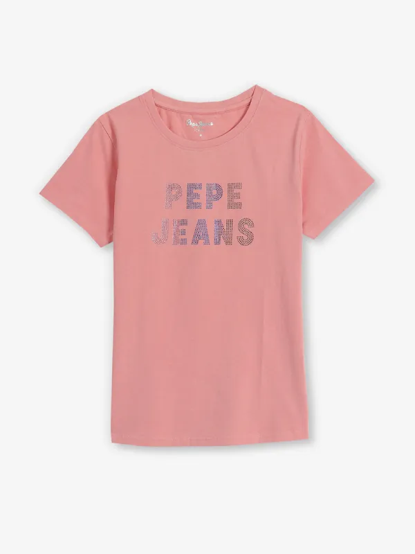 PEPE JEANS peach cotton slim t-shirt