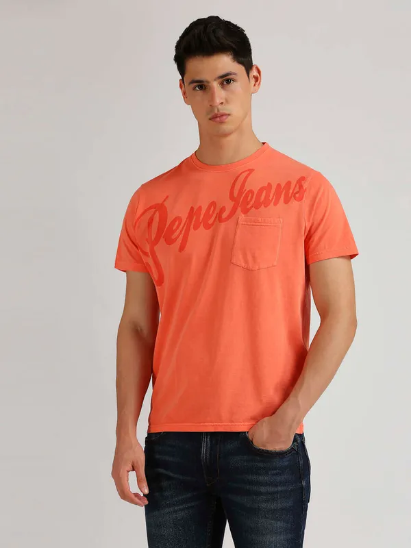 PEPE JEANS peach cotton t-shirt