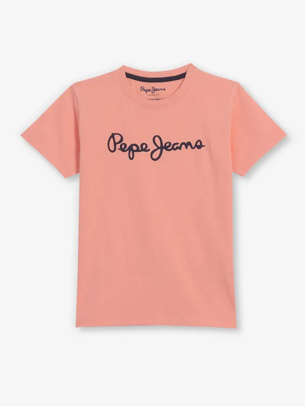 PEPE JEANS peach cotton t-shirt for boys