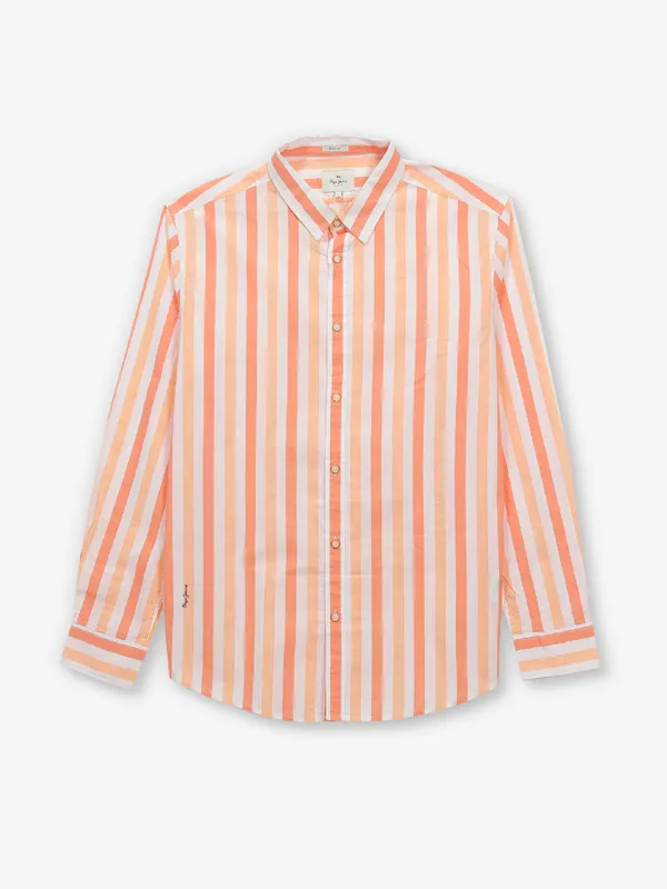 PEPE JEANS peach stripe cotton shirt for men