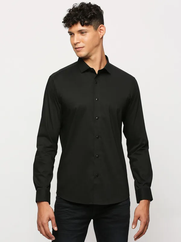 Pepe Jeans plain black shirt in cotton