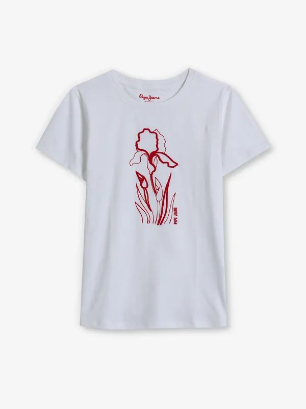 PEPE JEANS printed white slim cotton t-shirt