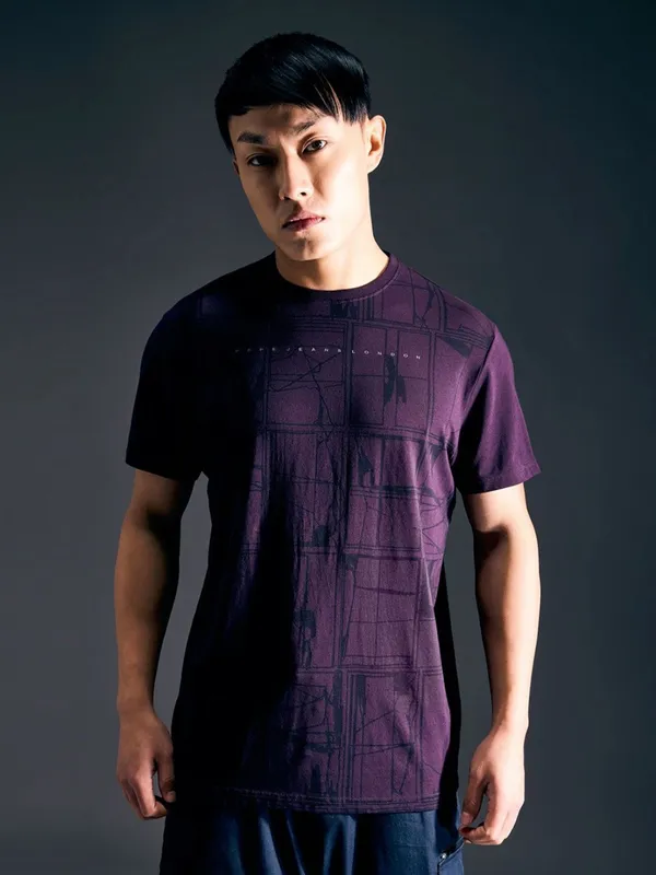PEPE JEANS purple printed cotton slim fit t-shirt