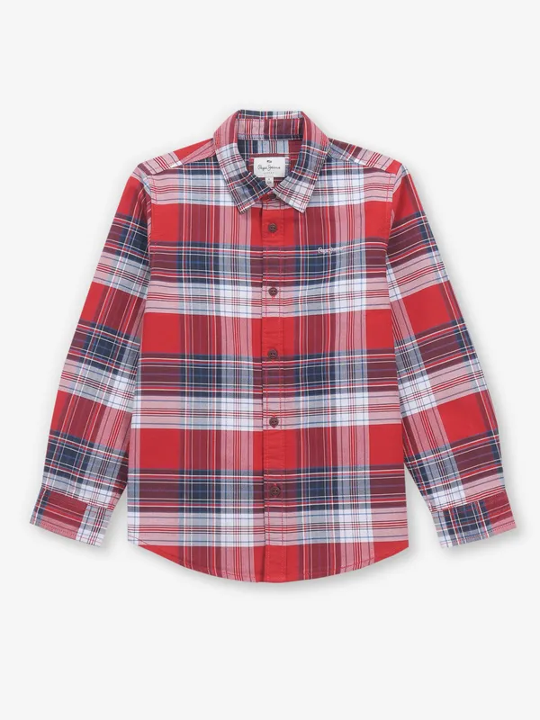 PEPE JEANS red checks cotton shirt for boys
