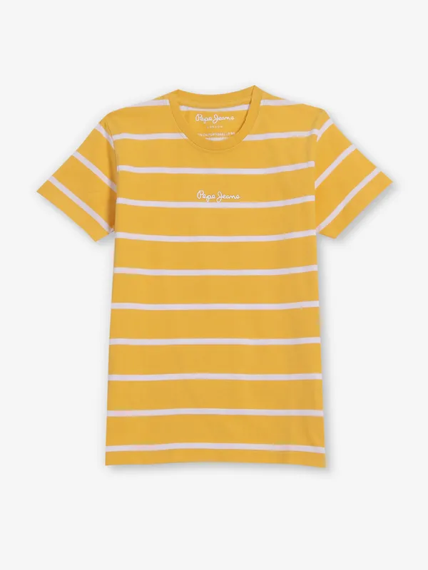 PEPE JEANS striped yellow cotton t-shirt