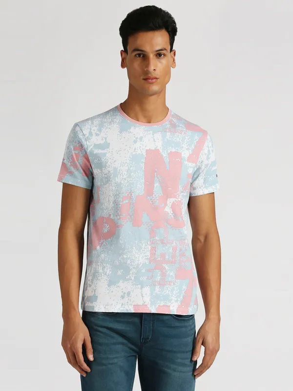 PEPE JEANS white and blue cotton printed t-shirt