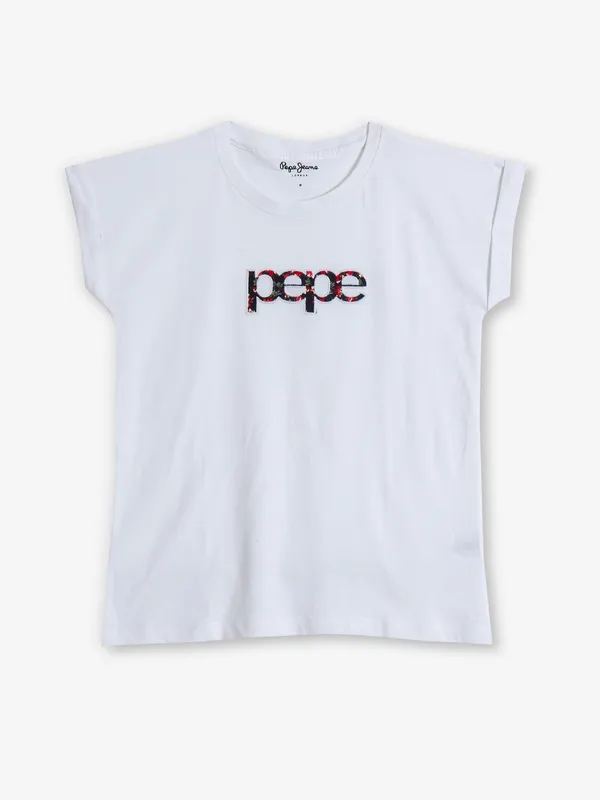 PEPE JEANS white brand name t-shirt