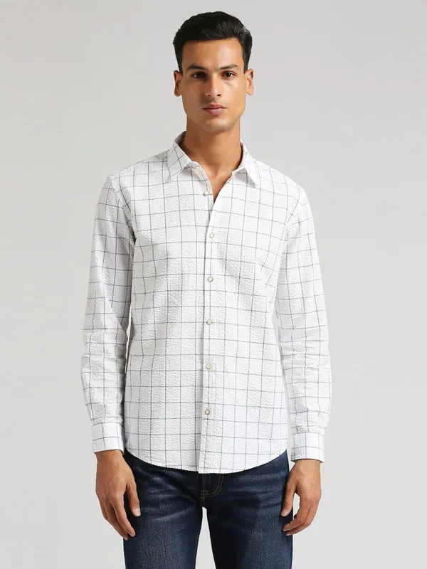 PEPE JEANS white cotton checks shirt