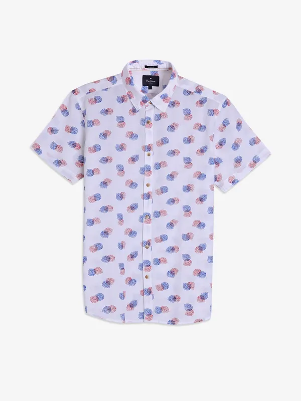 PEPE JEANS white printed regular fit shirt