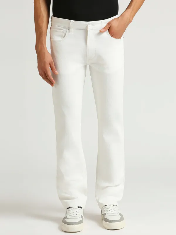 PEPE JEANS white solid straight jeans