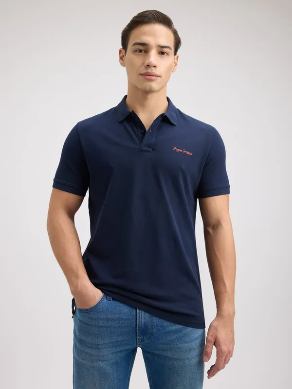 PEPE navy slim fit cotton t-shirt for men