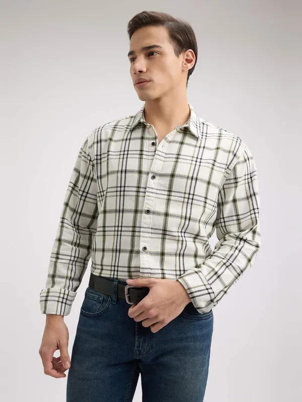 PEPE olive checks cotton shirt
