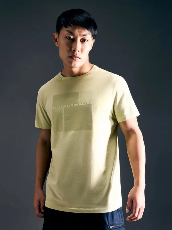 PEPE pista green cotton slim fit casual t-shirt