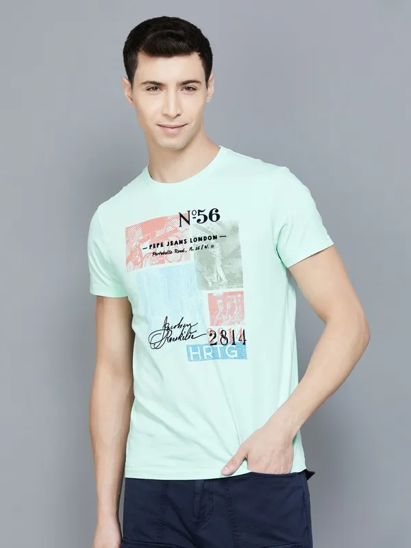 PEPE printed sea green t-shirt