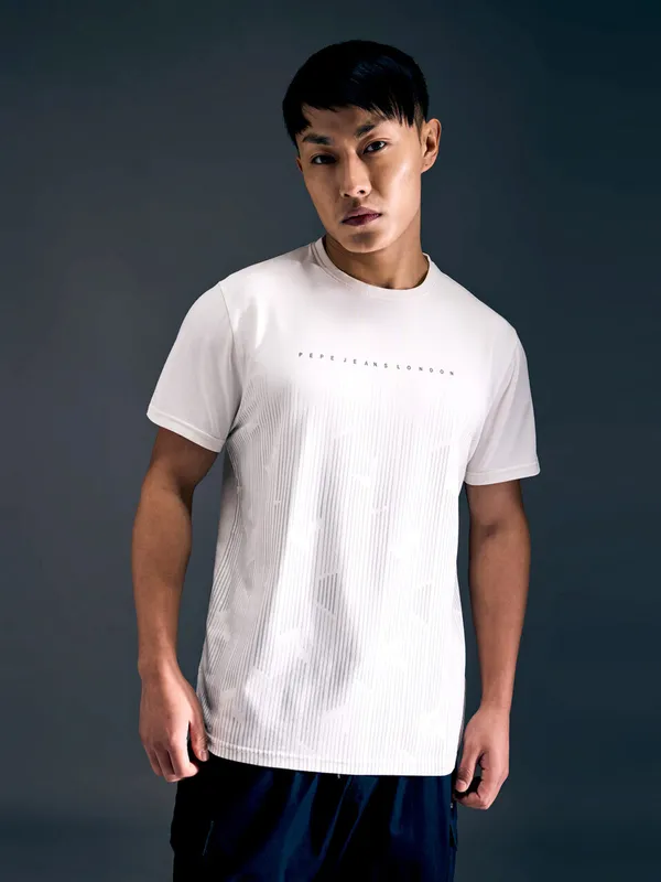 PEPE printed white cotton t-shirt for men