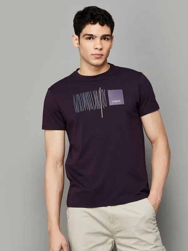 PEPE purple printed mens slim fit t-shirt
