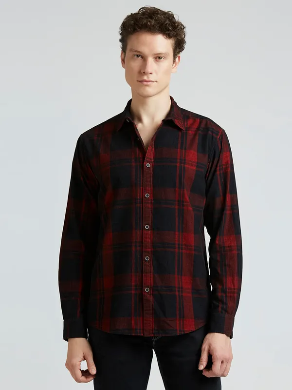 PEPE red checkered cotton shirt