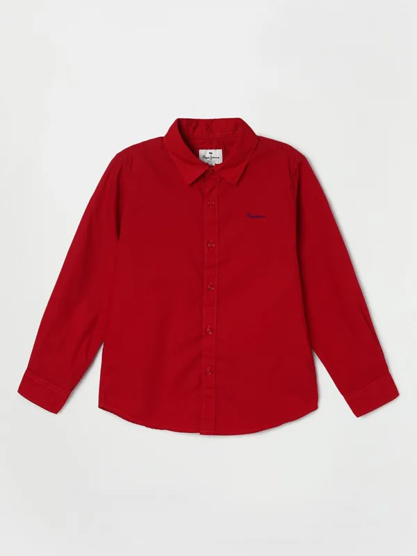 PEPE red plain cotton shirt