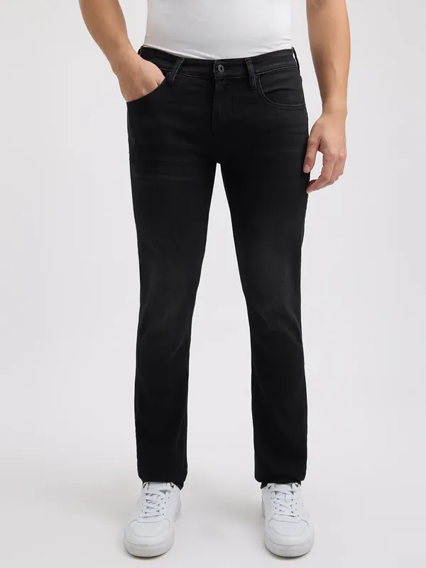 PEPE solid black slim fit mens denim jeans