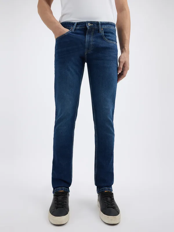 PEPE solid blue slim fit mens denim jeans