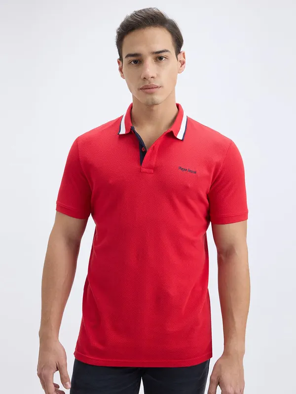 PEPE solid red classic polo t-shirt