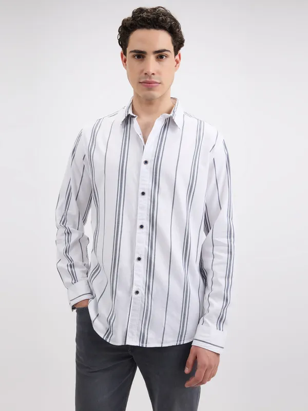 PEPE striped white casual wear shirt for men