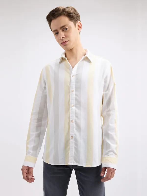 PEPE white and cream stripe cotton shirt
