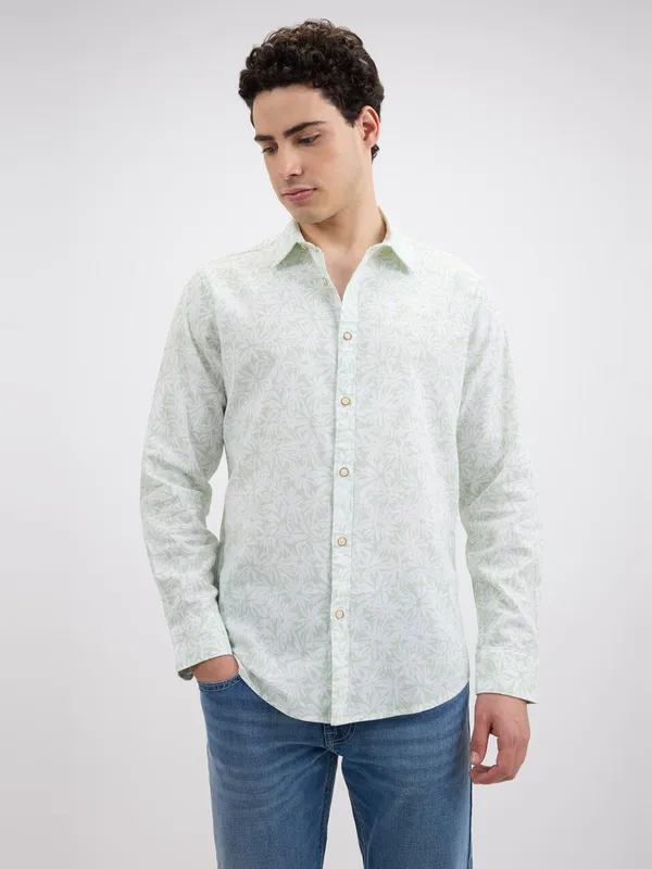 PEPE white and sage textured shirt