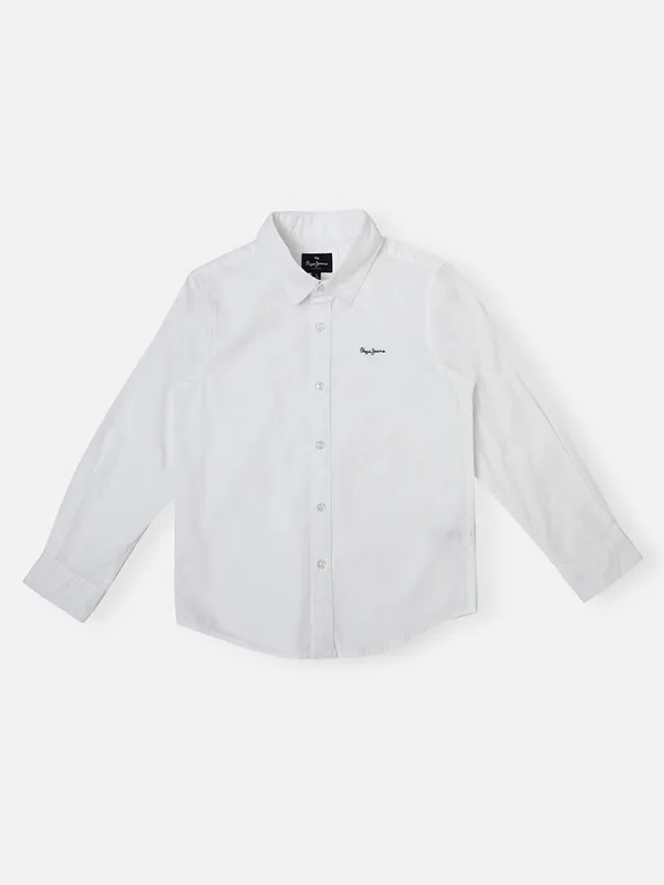 PEPE white plain shirt in cotton fabric