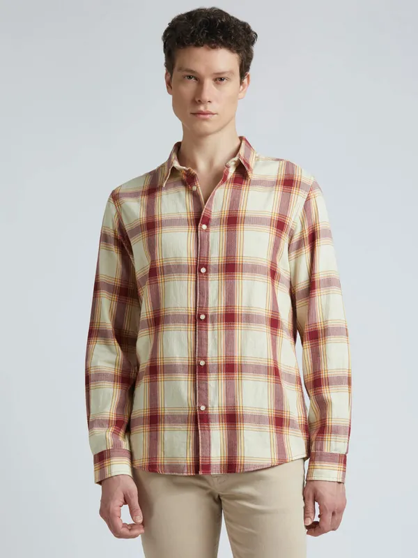 PEPE yellow and red checkered cotton shirt