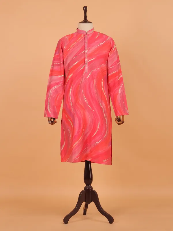Pink cotton shaded festive kurta set for men