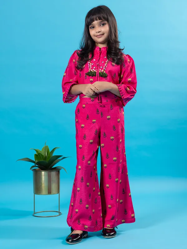 Pink cotton silk printed co-ord set